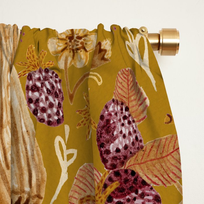 Garden Vegetables & Fresh Fruit in Harvest Yellow Window Curtain Gallery Image 2