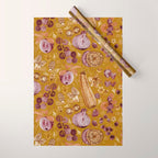 Garden Vegetables & Fresh Fruit in Harvest Yellow Wrapping Paper Gallery Image 1