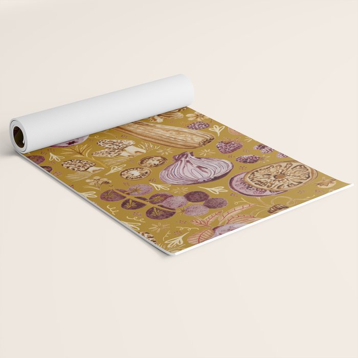 Garden Vegetables & Fresh Fruit in Harvest Yellow Yoga Mat Gallery Image 2