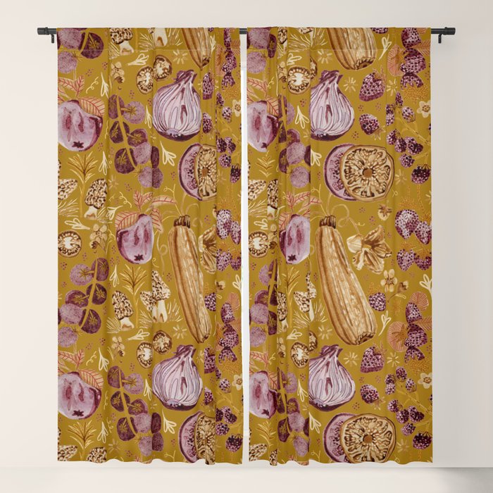 Garden Vegetables & Fresh Fruit in Harvest Yellow Window Curtain Gallery Image 5