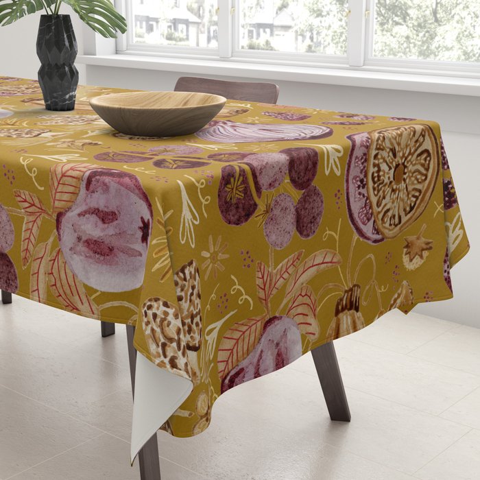 Garden Vegetables & Fresh Fruit in Harvest Yellow Tablecloth Gallery Image 3