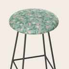 Strawberries - dusty pink and green on sky blue Stool Gallery Image 2