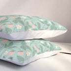Strawberries - dusty pink and green on sky blue Pillow Sham Gallery Image 3