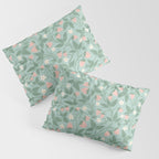 Strawberries - dusty pink and green on sky blue Pillow Sham Gallery Image 3