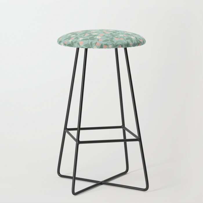 Strawberries - dusty pink and green on sky blue Stool Gallery Image 1