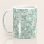 Strawberries - dusty pink and green on sky blue Coffee Mug Gallery Image 3