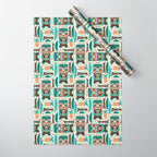 Tiki Hut Cream Aqua Wrapping Paper Gallery Image 1