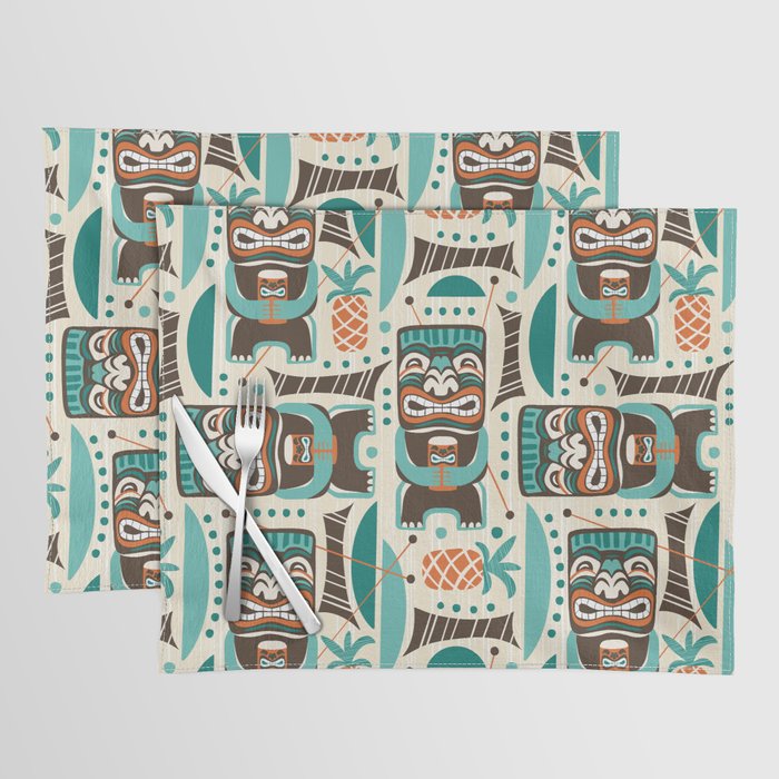 Tiki Hut Cream Aqua Placemat Gallery Image 1