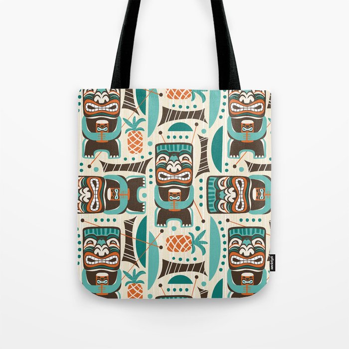 Tiki Hut Cream Aqua Tote Bag Gallery Image 1