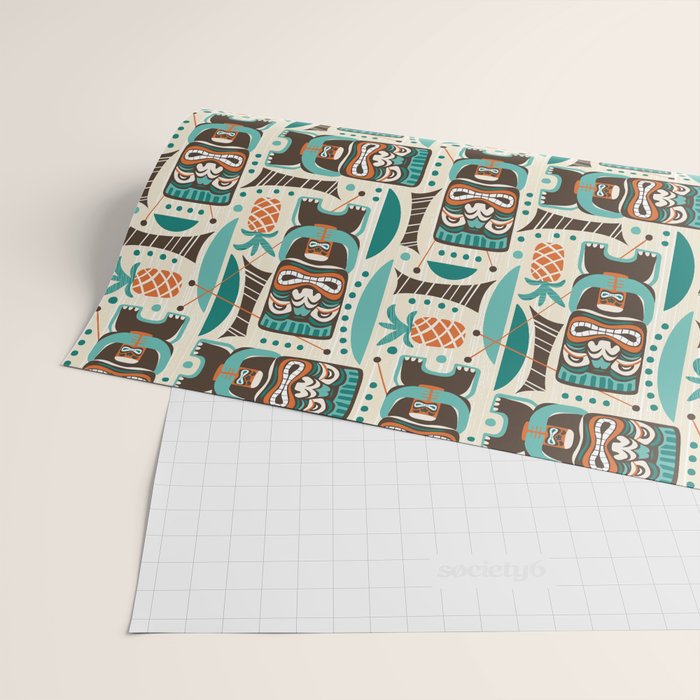 Tiki Hut Cream Aqua Wrapping Paper Gallery Image 2