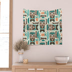 Tiki Hut Cream Aqua Wall Tapestry Gallery Image 2