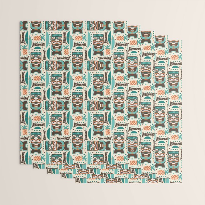 Tiki Hut Cream Aqua Wrapping Paper Gallery Image 3