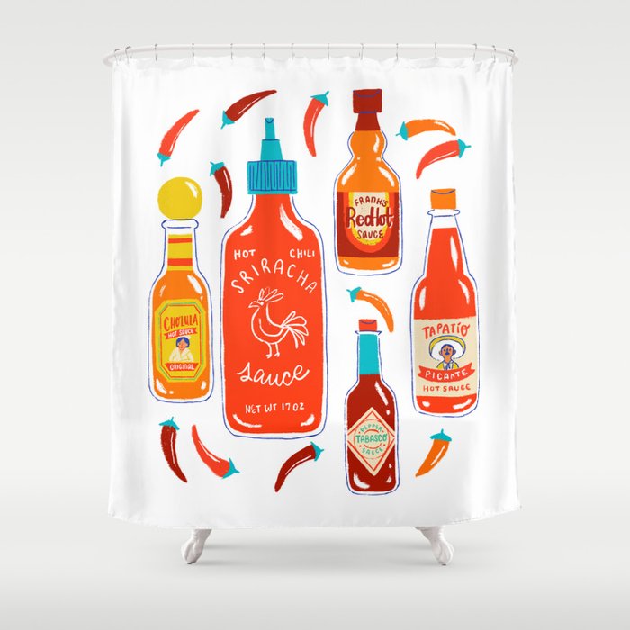 Hot Sauce and Chili Peppers Shower Curtain Gallery Image 1