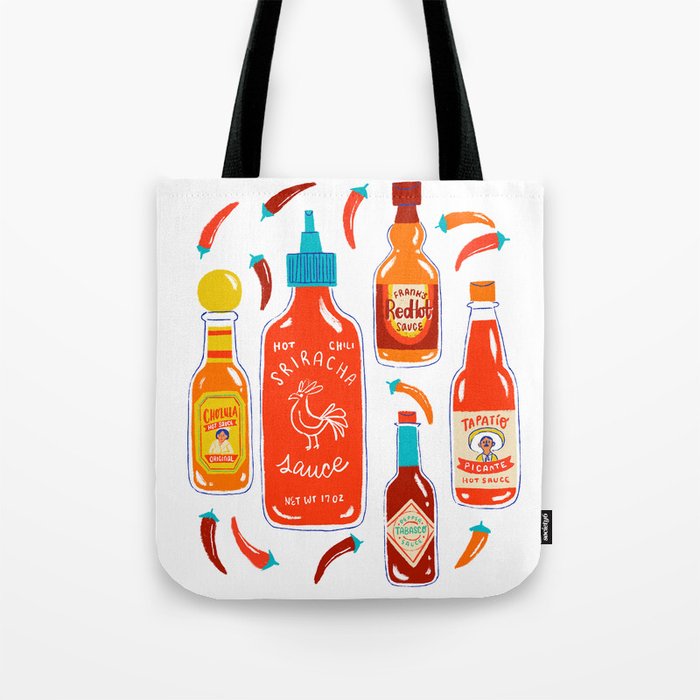 Hot Sauce and Chili Peppers Tote Bag Gallery Image 1