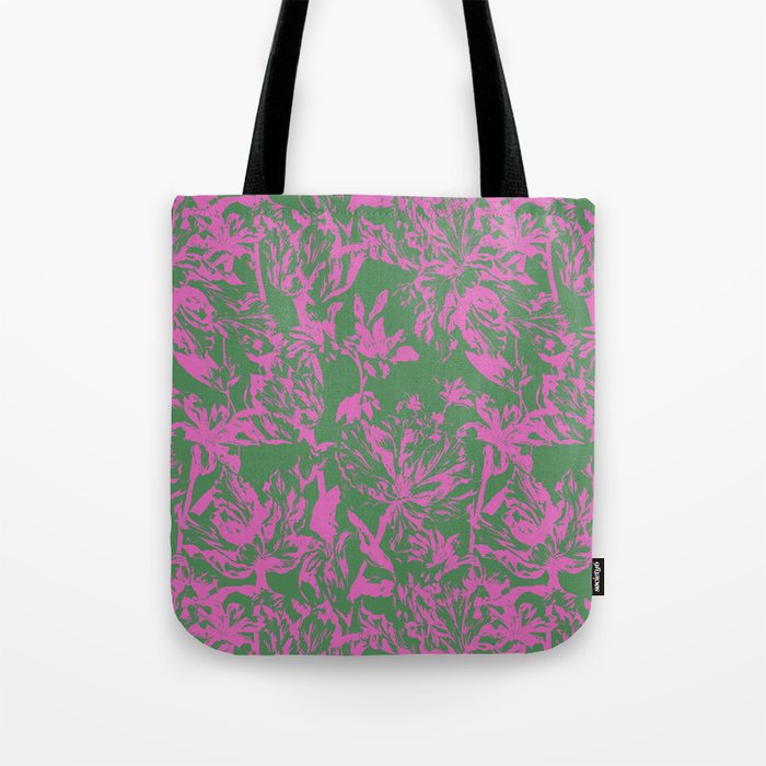 Pink petals on green Tote Bag Gallery Image 1