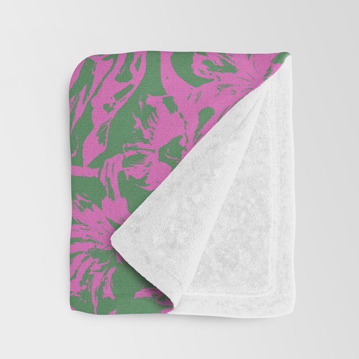 Pink petals on green Throw Blanket Gallery Image 3