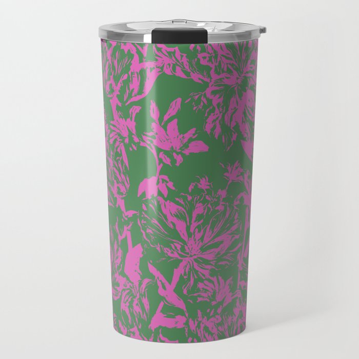 Pink petals on green Travel Mug Gallery Image 1