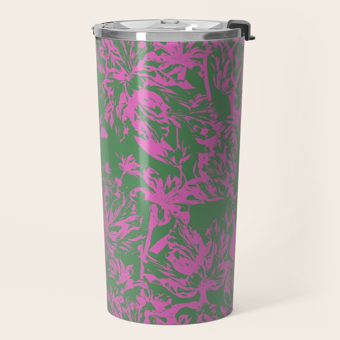 Pink petals on green Travel Mug Gallery Image 2
