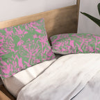 Pink petals on green Pillow Sham Gallery Image 2