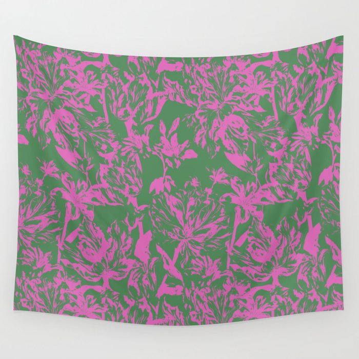 Pink petals on green Wall Tapestry Gallery Image 4
