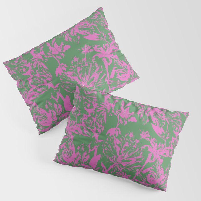 Pink petals on green Pillow Sham Gallery Image 3