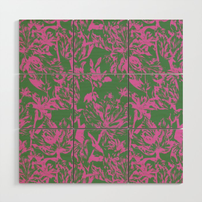 Pink petals on green Wood Wall Art Gallery Image 1