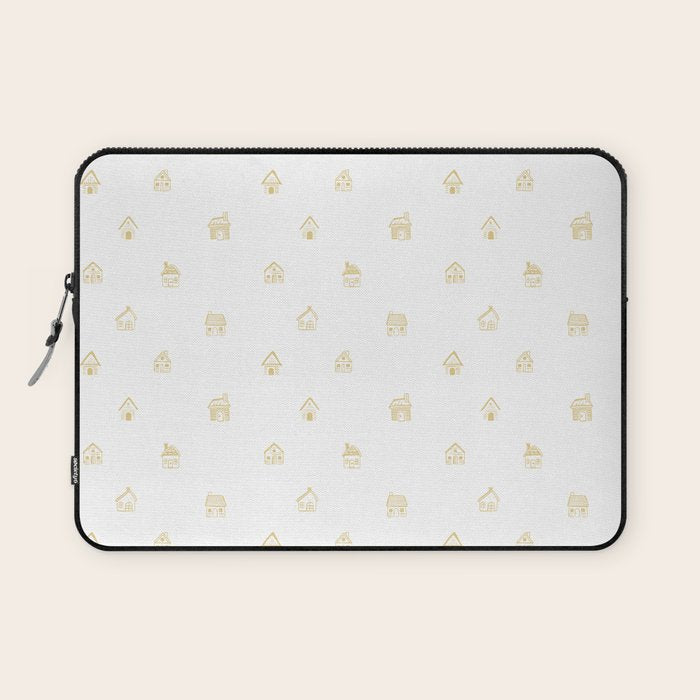 Winter christmas gingerbread house doodle pattern Laptop Sleeve Gallery Image 1