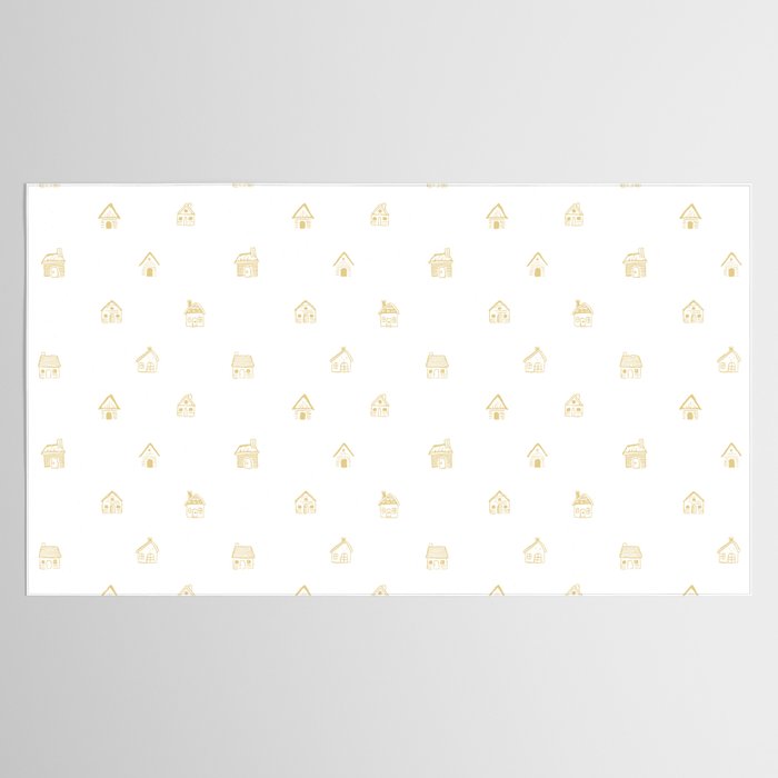 Winter christmas gingerbread house doodle pattern Tablecloth Gallery Image 2