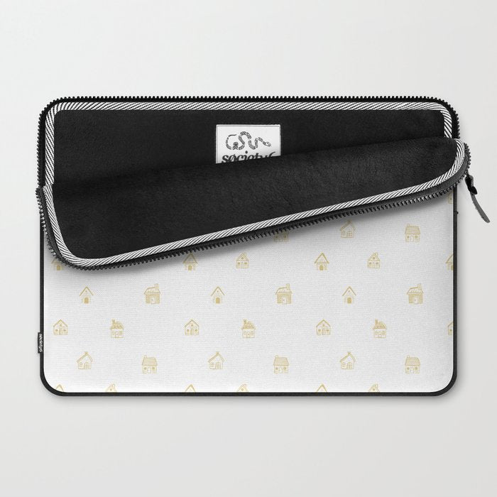 Winter christmas gingerbread house doodle pattern Laptop Sleeve Gallery Image 2