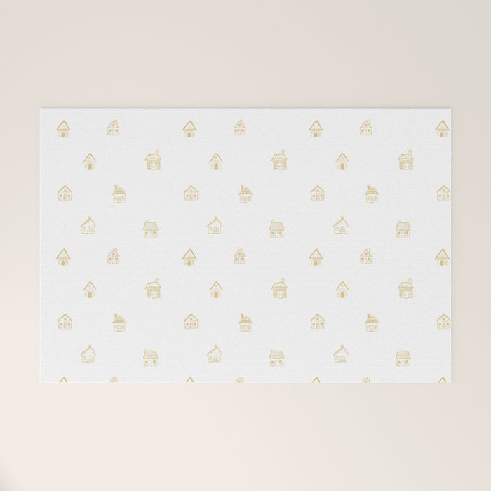 Winter christmas gingerbread house doodle pattern Welcome Mat Gallery Image 1