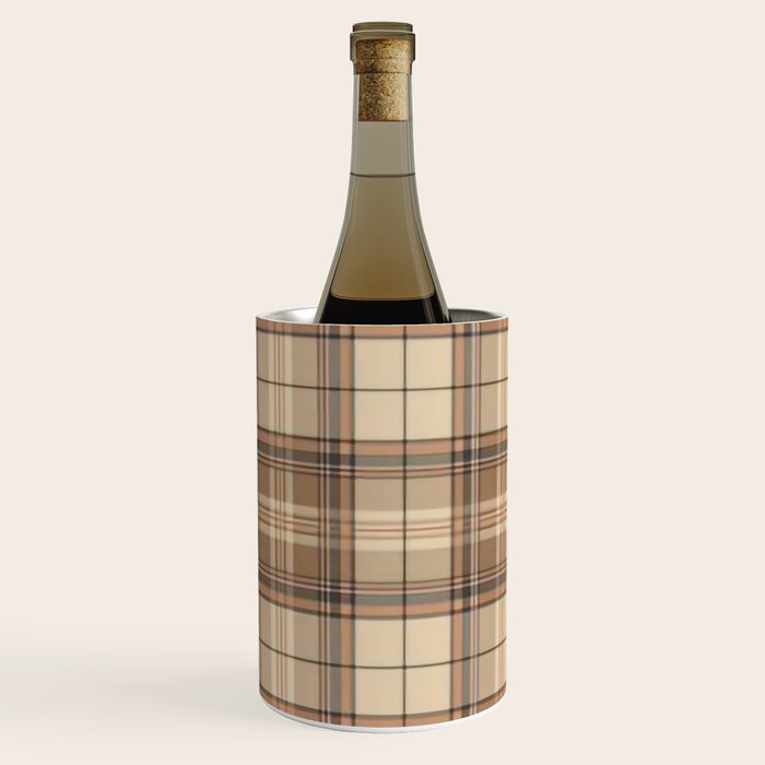 Beige Brown Tartan Plaid Pattern Wine Chiller Gallery Image 1