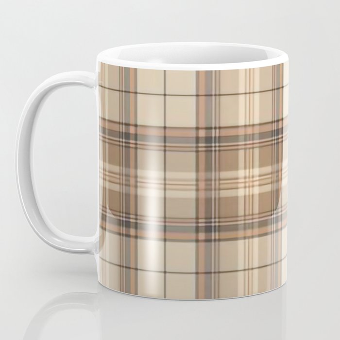 Beige Brown Tartan Plaid Pattern Coffee Mug Gallery Image 3