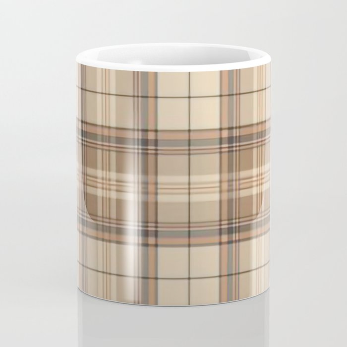 Beige Brown Tartan Plaid Pattern Coffee Mug Gallery Image 4