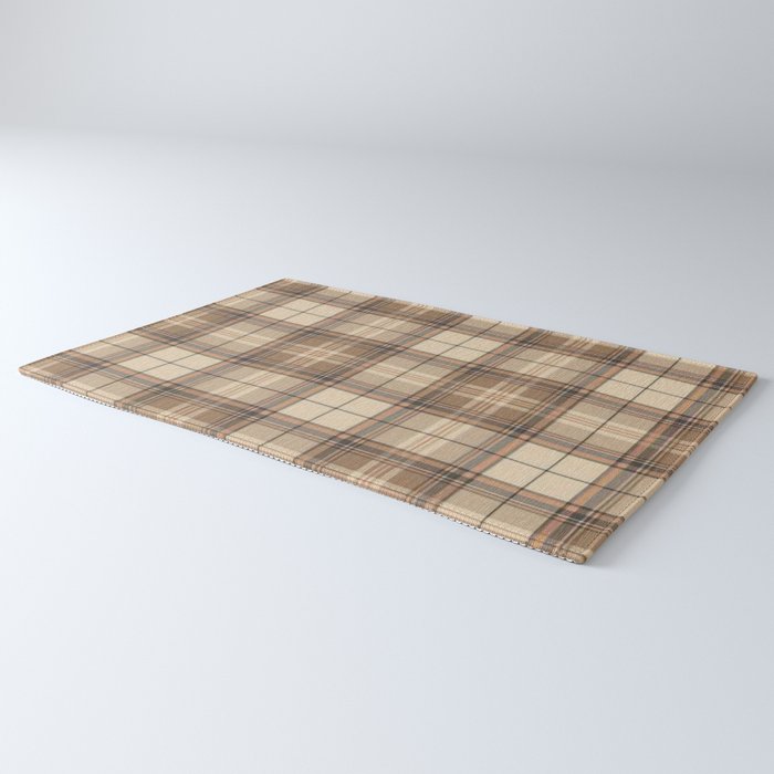 Beige Brown Tartan Plaid Pattern Rug Gallery Image 3