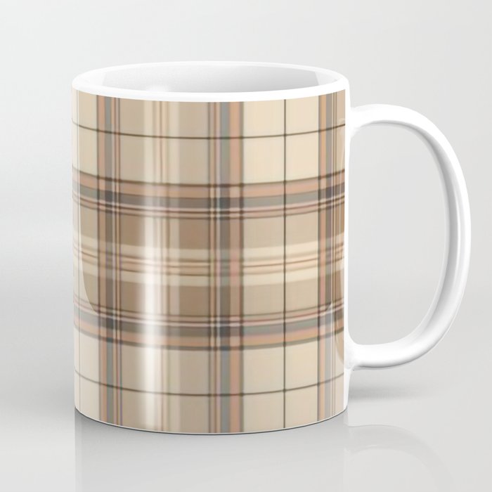 Beige Brown Tartan Plaid Pattern Coffee Mug Gallery Image 1