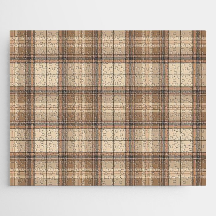 Beige Brown Tartan Plaid Pattern Jigsaw Puzzle Gallery Image 1