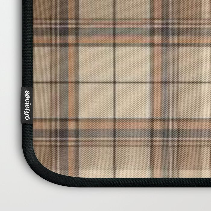 Beige Brown Tartan Plaid Pattern Laptop Sleeve Gallery Image 3
