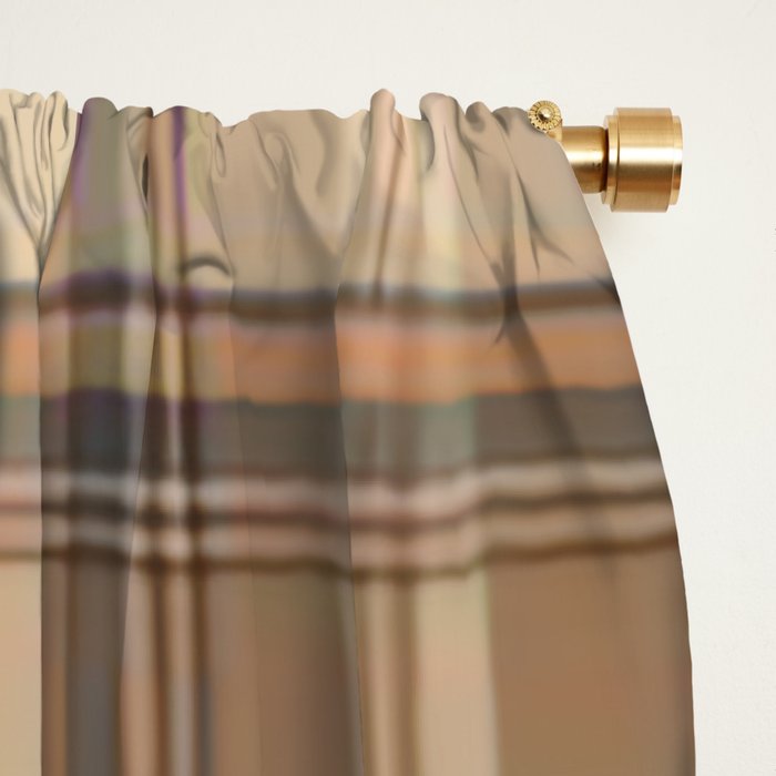 Beige Brown Tartan Plaid Pattern Window Curtain Gallery Image 2