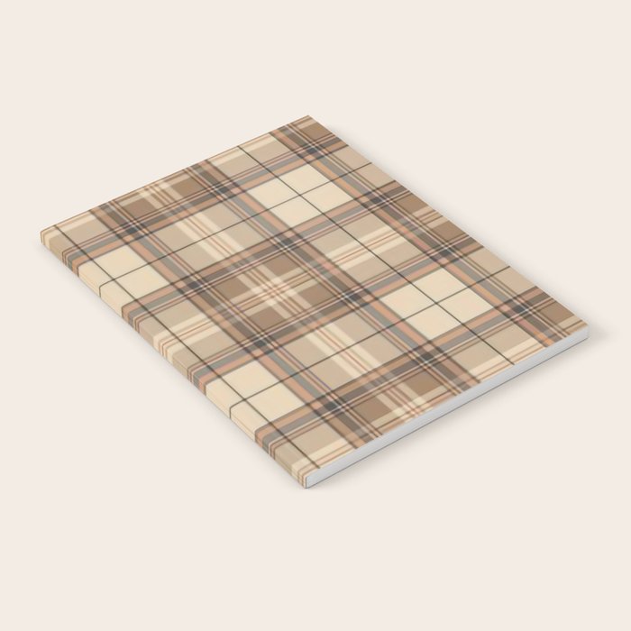 Beige Brown Tartan Plaid Pattern Notebook Gallery Image 2