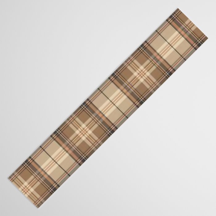 Beige Brown Tartan Plaid Pattern Table Runner Gallery Image 3