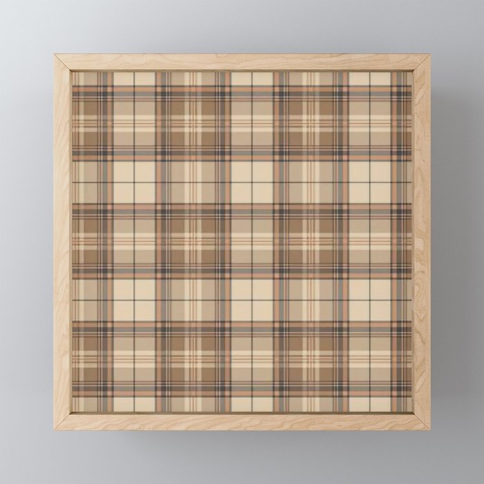 Beige Brown Tartan Plaid Pattern Mini Art Print Gallery Image 1