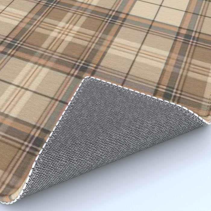 Beige Brown Tartan Plaid Pattern Rug Gallery Image 4