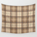 Beige Brown Tartan Plaid Pattern Wall Tapestry Gallery Image 4