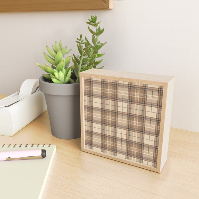 Beige Brown Tartan Plaid Pattern Mini Art Print Gallery Image 2