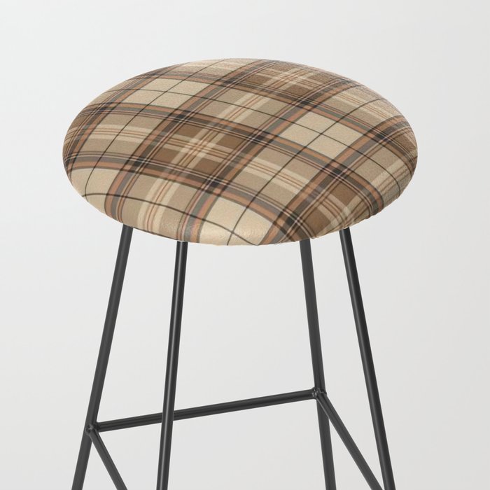 Beige Brown Tartan Plaid Pattern Stool Gallery Image 2