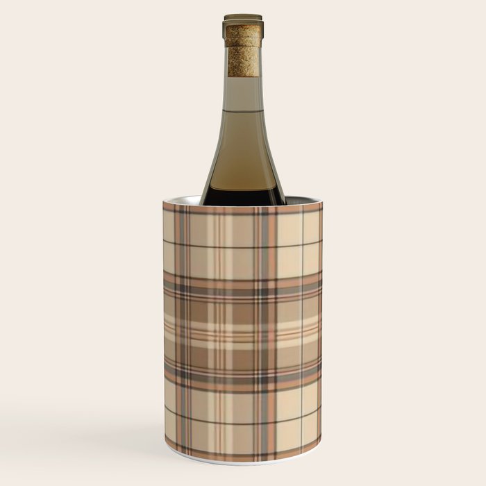 Beige Brown Tartan Plaid Pattern Wine Chiller Gallery Image 3
