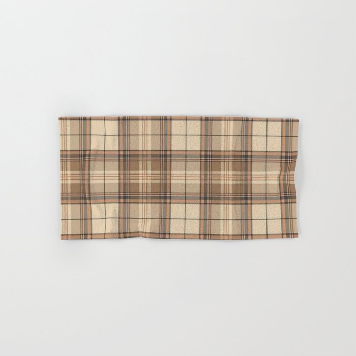 Beige Brown Tartan Plaid Pattern Bath Towel Gallery Image 1