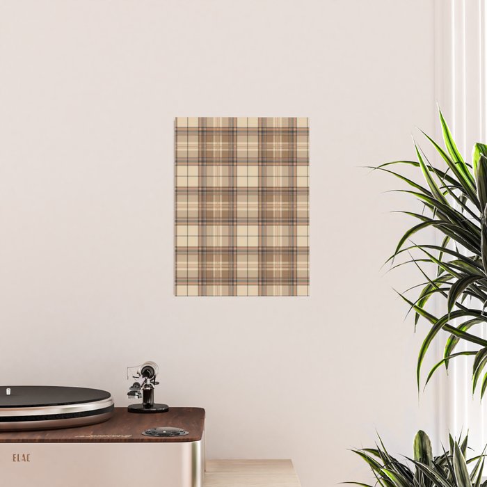 Beige Brown Tartan Plaid Pattern Poster Gallery Image 2