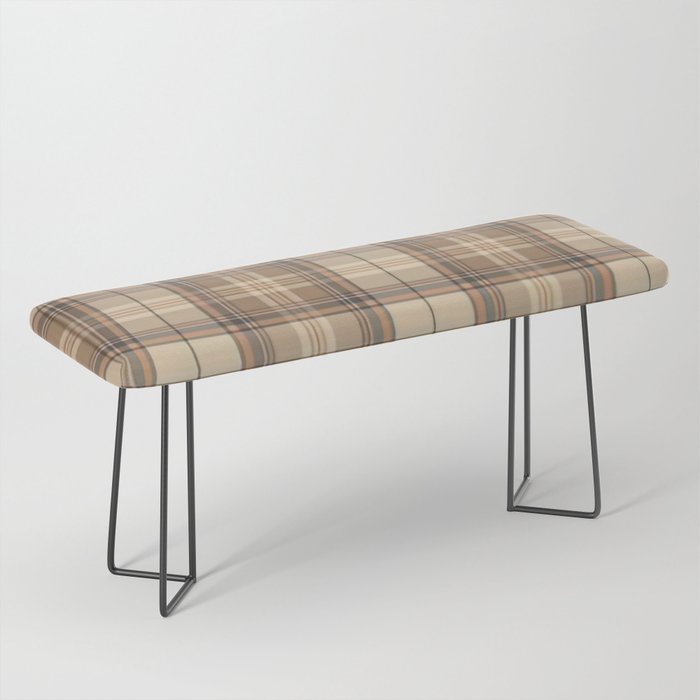 Beige Brown Tartan Plaid Pattern Bench Gallery Image 1