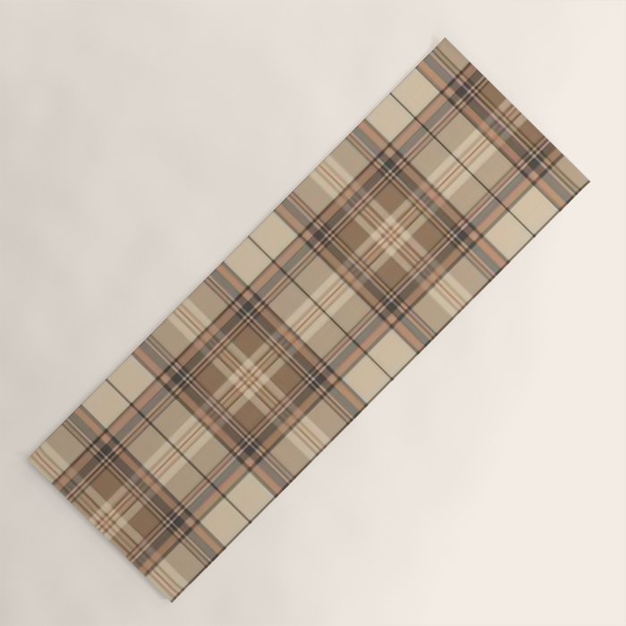 Beige Brown Tartan Plaid Pattern Yoga Mat Gallery Image 1